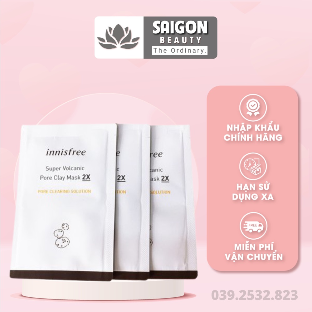 Mặt Nạ Đất Sét Giảm Mụn Đầu Đen Innisfree Super Volcanic Pore Clay Mask 2X