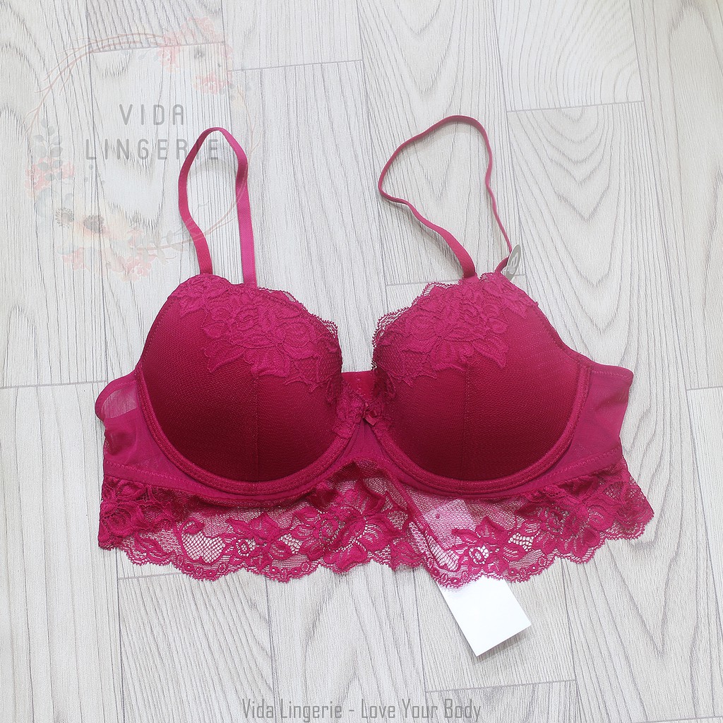 Áo ngực ren hoa WS bra mút mỏng xuất dư