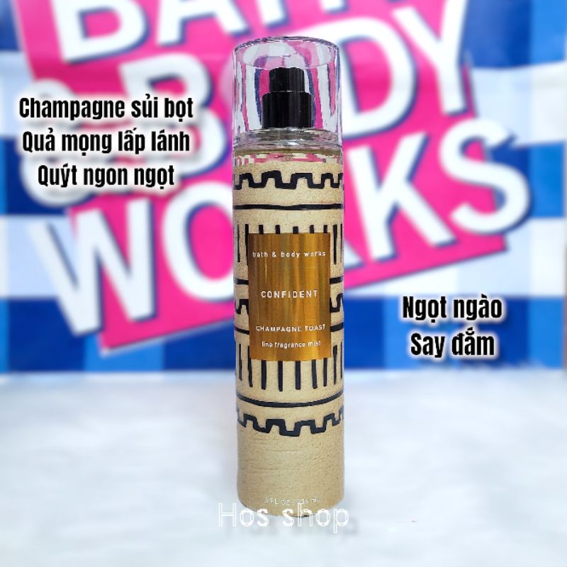 Sữa tắm và xịt thơm bodymist Bath&Body Works Confident  champagne toast