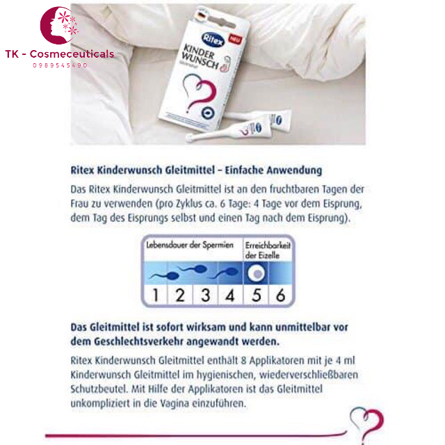 Gel Ritex Kinderwunsch Đức Hỗ Trợ Thụ Thai Tự Nhiên - Ống 4ml