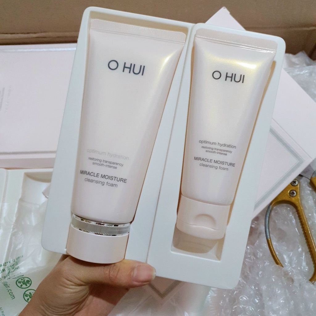 Sữa Rửa Mặt Ohui hồng làm sạch sâu cấp ẩm dịu nhẹ cleansing foam 200ml+100ml