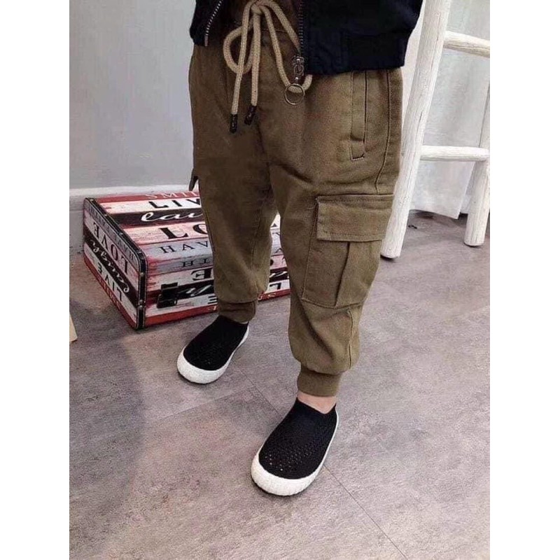 ẢNH THẬT-QUẦN TÚI HỘP JOGGER KAKI CHO BÉ