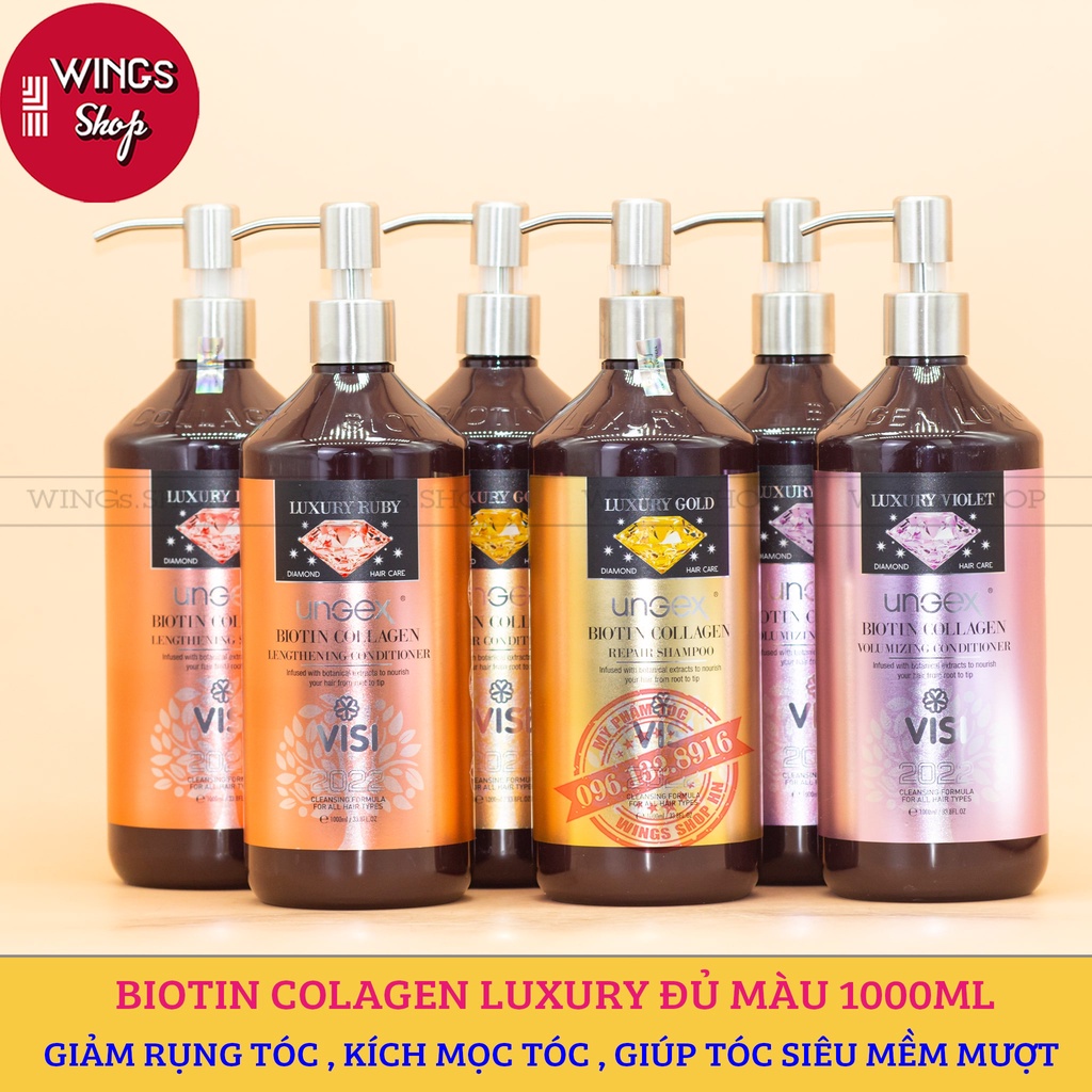 Dầu gội nước hoa Biotin Collagen Luxury Giảm rụng kích mọc tóc giúp tóc suôn mượt 1000ML | Wings Shop