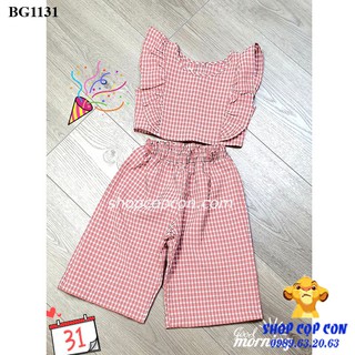 Bộ bé gái caro quần ống rộng (22-30kg)