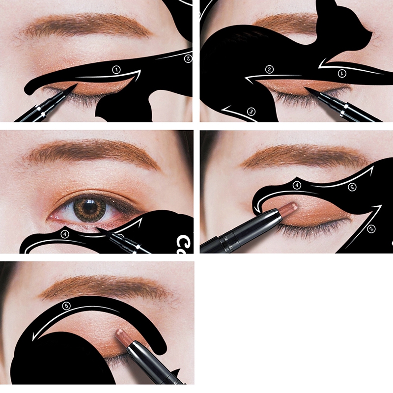 Set 2 Khuôn Kẻ Mắt Hình Mèo Trang Điểm Làm Đẹp