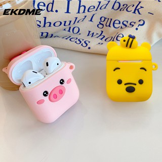 Vỏ silicone mềm in hình hoạt hình xinh xắn bảo vệ hộp sạc tai nghe AirPods tiện dụng