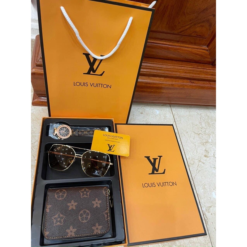 Ví Nữ Gồm Set LV 3 món Đồng hồ- kính- ví ngắn
