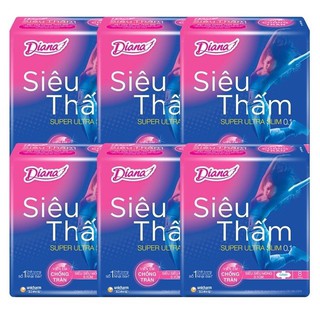 [Chính Hãng] LỐC 6 GÓI BĂNG VỆ SINH DIANA SIÊU THẤM SUPER ULTRA SLIM 0.1 CÓ CÁNH 1 GÓI 8 MIẾNG