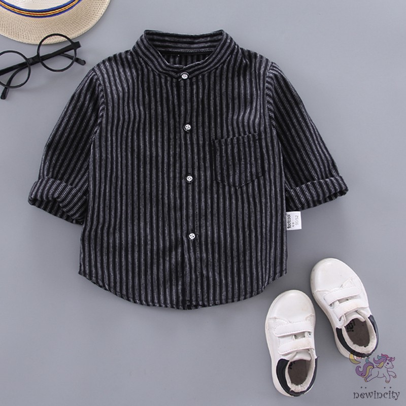 Áo Sơ Mi Kẻ Sọc Phong Cách Hàn Quốc Cho Bé Trai