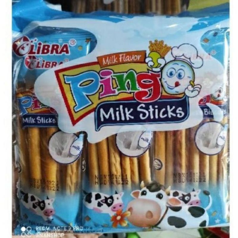 Túi bánh quy que libra vị sữa ping 9 gói ×18g