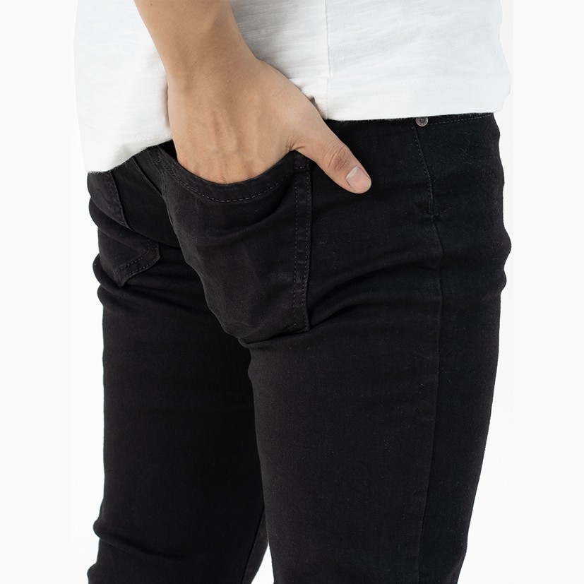 Quần jean đen nam ✅ Quần jean nam đen trơn - rách gối Form Slimfit  ✅ chất bò co giãn đẹp Daddystore