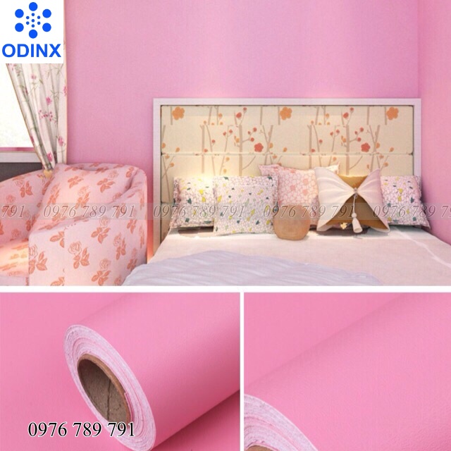 10m Giấy Dán Tường Màu Hồng Trơn Có Keo Sẵn Cho Phòng Ngủ Đẹp ODINX