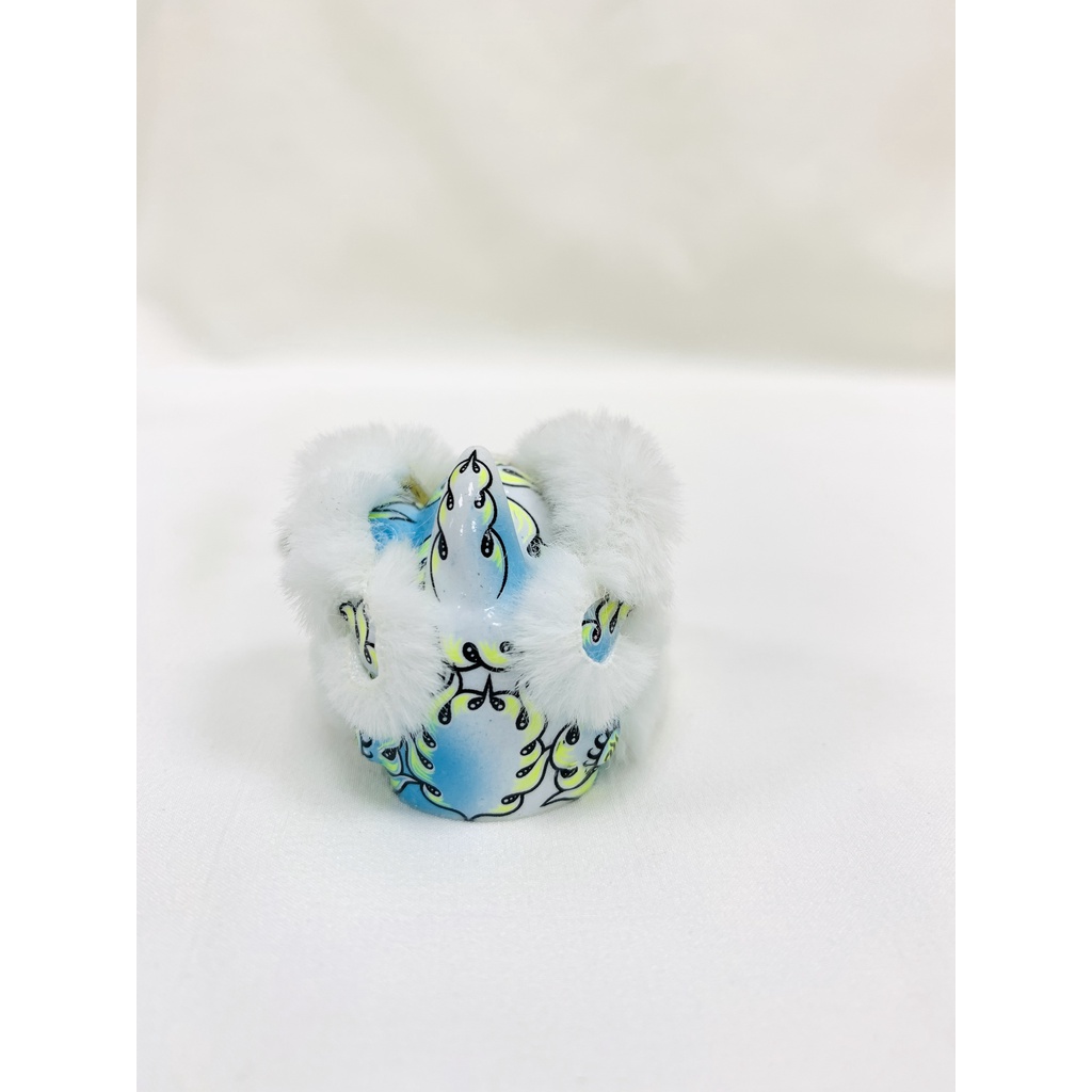 毛毛-蓝白 Móc Khóa Resin Hình Sư Tử Nhảy Múa Thời Trang