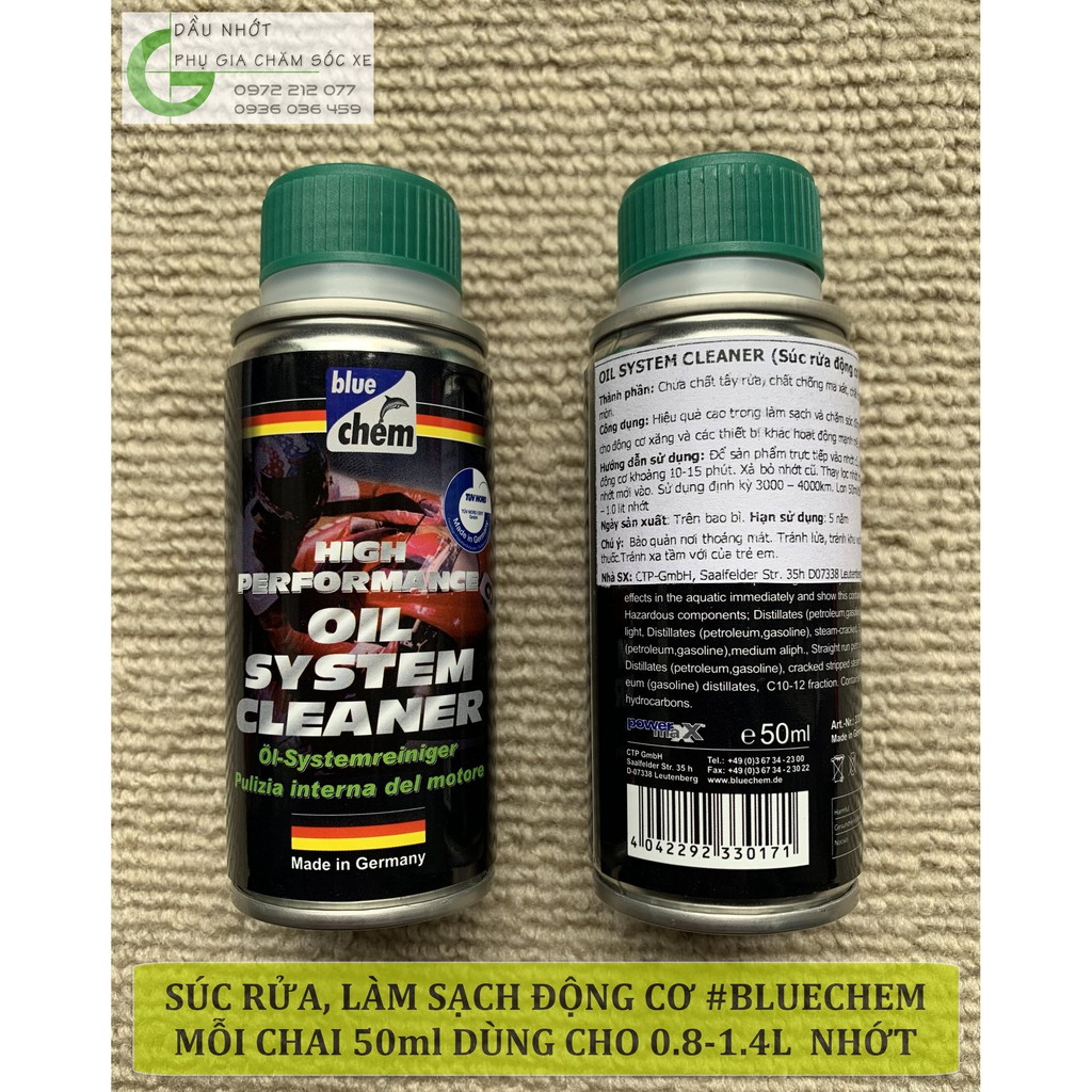 Vệ sinh, súc rửa động cơ Bluechem Oil System Cleaner cho xe số, xe ga, xe côn tay