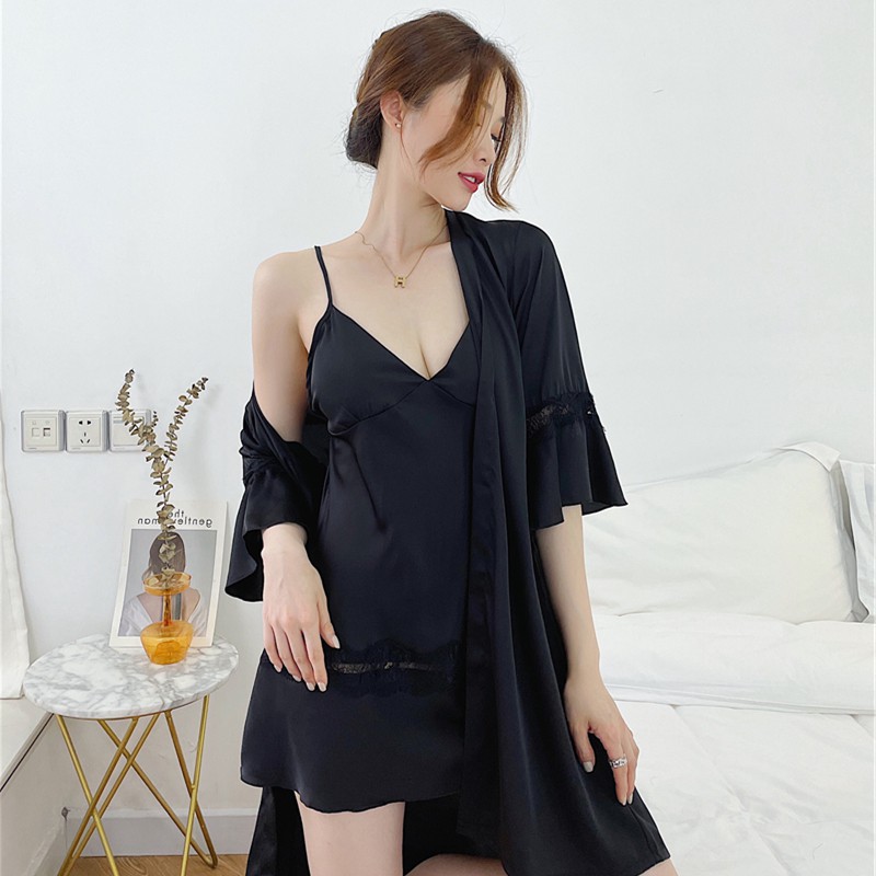 Đầm 2 dây lụa  phối ren quyến rũ cao cấp - váy ngủ trơn | BigBuy360 - bigbuy360.vn