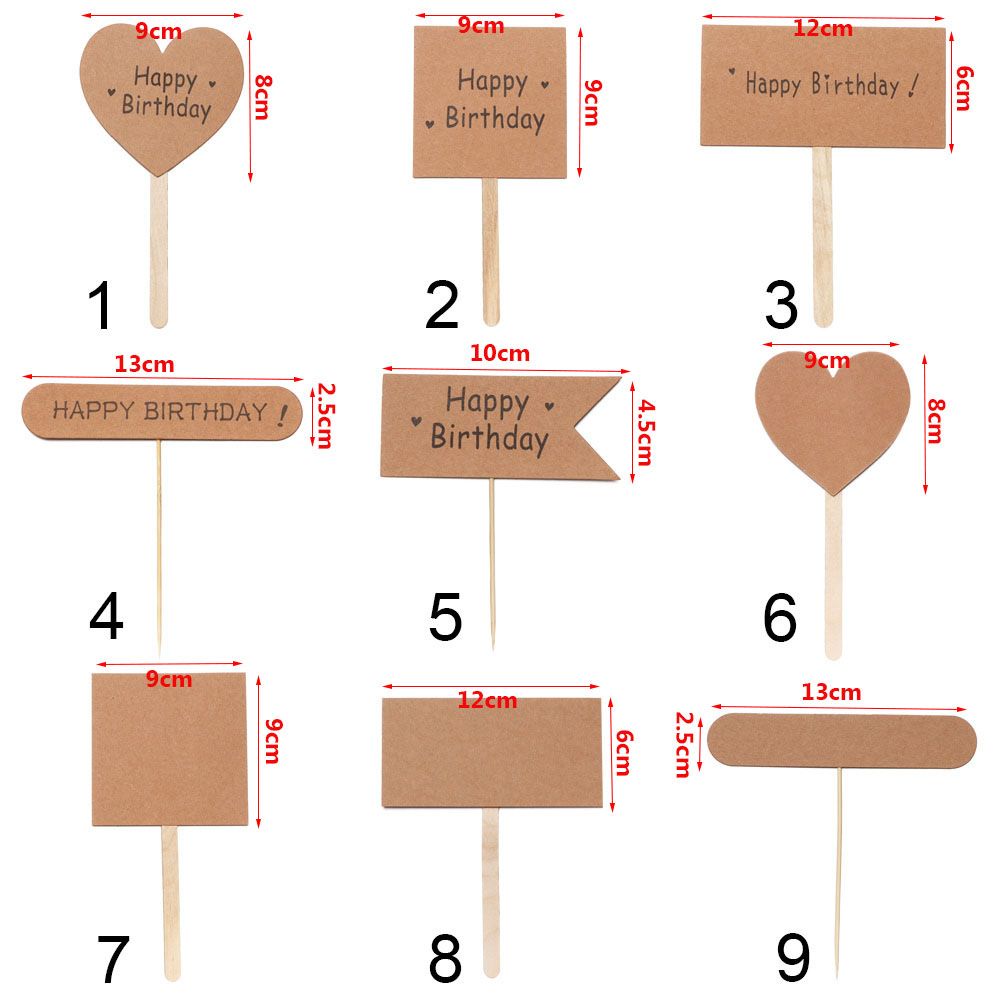 Set 6 Thẻ Giấy Trang Trí Bánh Kem Sinh Nhật DIY