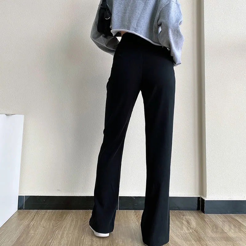 Quần Dài Ống Rộng Xẻ Tà Kèm Thắt Lưng Sành Điệu Thời Trang Cho Nữ