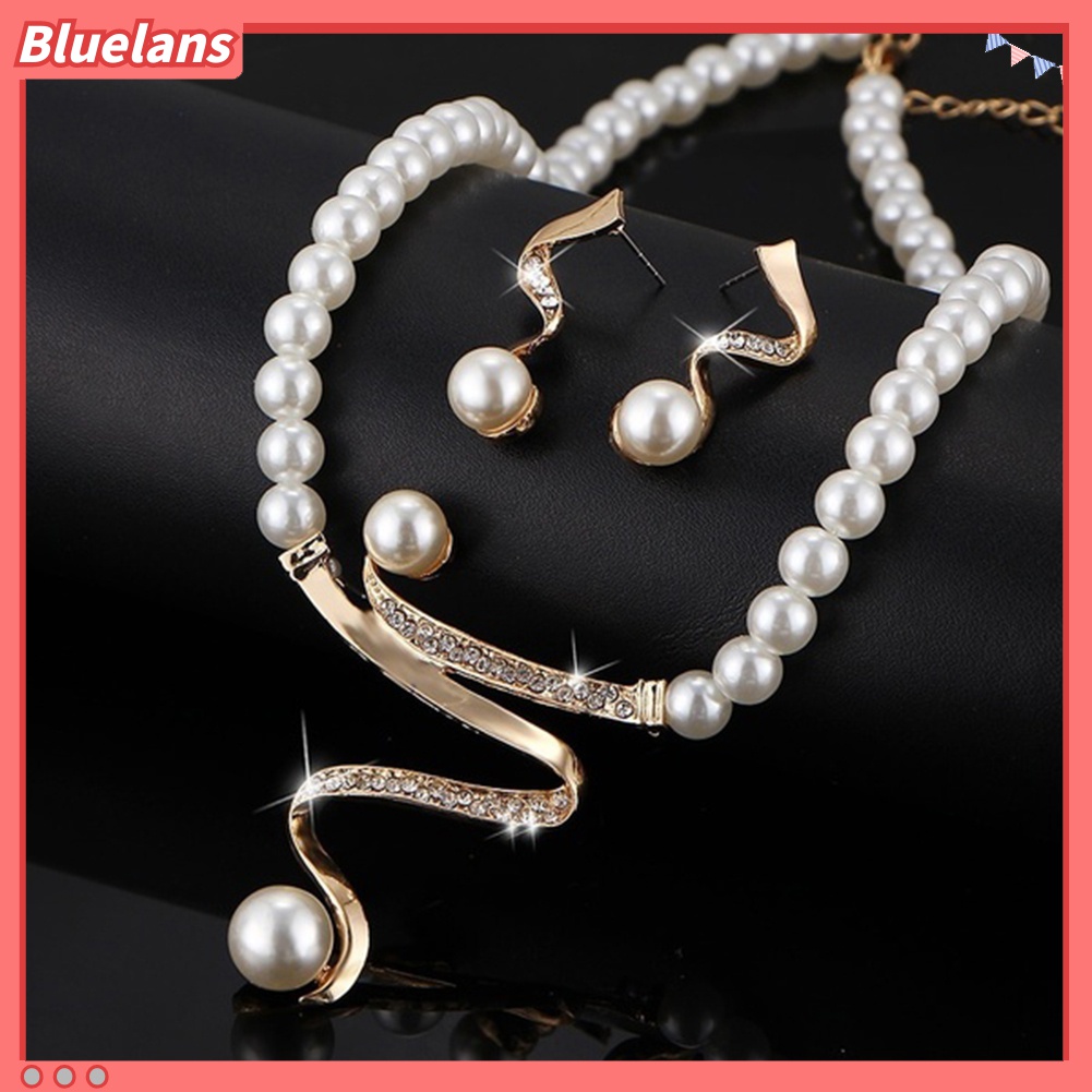 Bộ Dây Chuyền + Cặp Khuyên Tai Đính Đá Nhân Tạo Đẹp Mắt Dành Cho Nữ