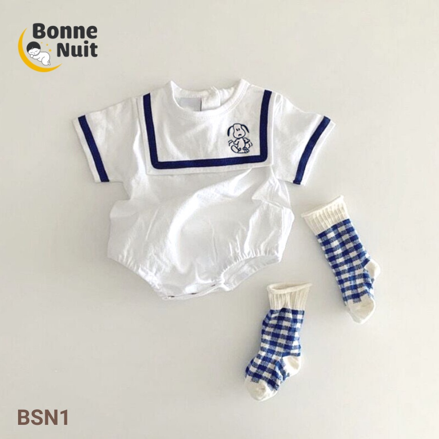 Set Bodysuit tay ngắn kèm tất caro 2 màu Hàn Quốc cho bé