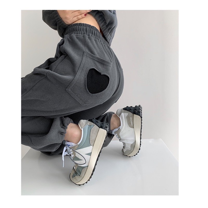 Quần dài nam nữ ống rộng có bo JOGGER HEART ulzzang (ẢNH THẬT)