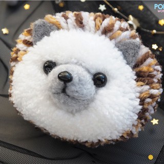Pompom tạo hình chú nhím - Pompom Hedgehog - Móc khóa Handmade