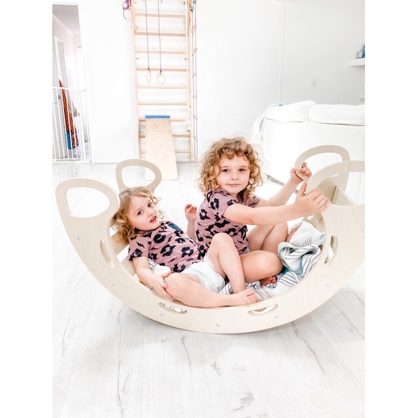 Đồ Chơi Bập Bênh Cầu Vồng Bằng Gỗ Đa Năng Cho Bé