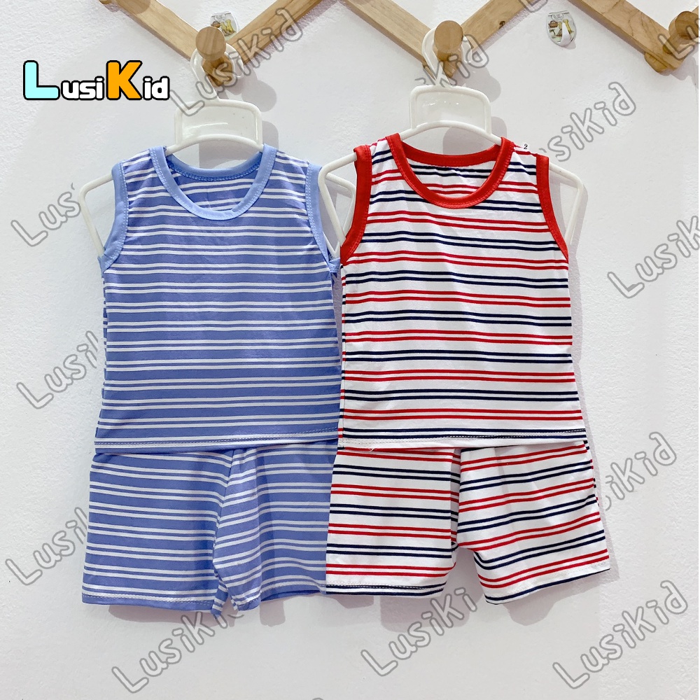 Bộ Quần Áo Mùa Hè Kẻ Sọc Chất Liệu Cotton, Cute Cho Bé Từ 8-18 kg