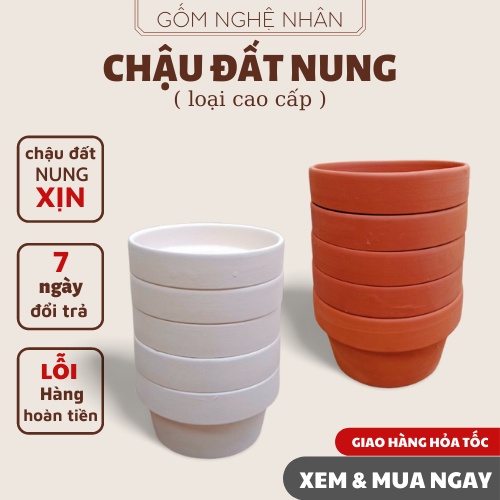 Chậu đất nung trồng sen đá xương rồng, combo 5 chậu trồng sen đá trang trí nhà và bàn việc, văn phòng 10x6 - gomnghenhan