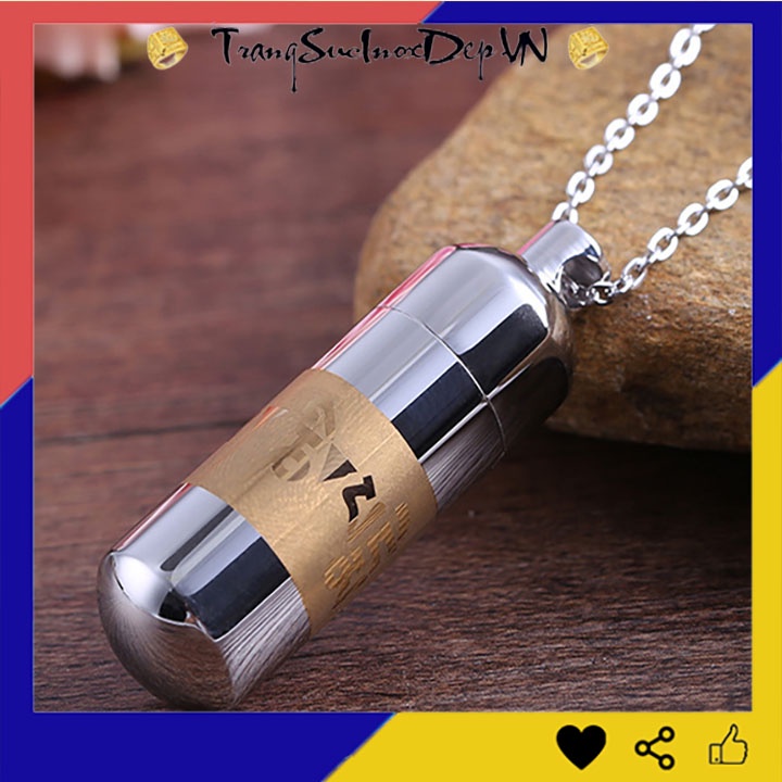 Dây chuyền trụ rỗng chú lăng nghiêm bằng inox không đen, không gỉ - Đem lại bình an may mắn cho người đeo