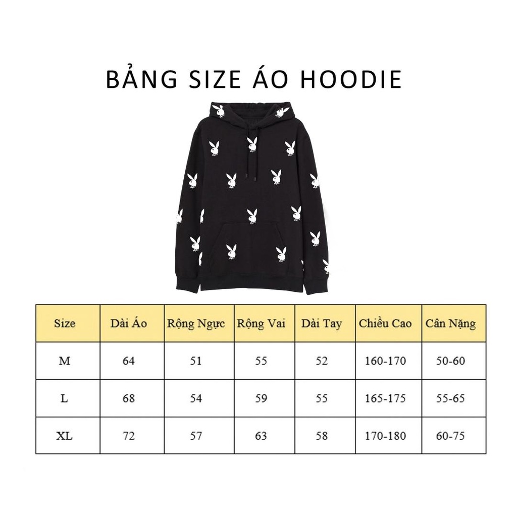 Áo Hoodie Play Boy Form Unisex, Áo Dài Có Mũ Nỉ Bông Play Boy 350gsm dày mịn PLAY1 | BigBuy360 - bigbuy360.vn