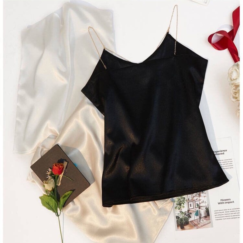 Áo Hai Dây Cổ Chữ v Màu Sắc Trơn Quyến Rũ Dành Cho Nữ