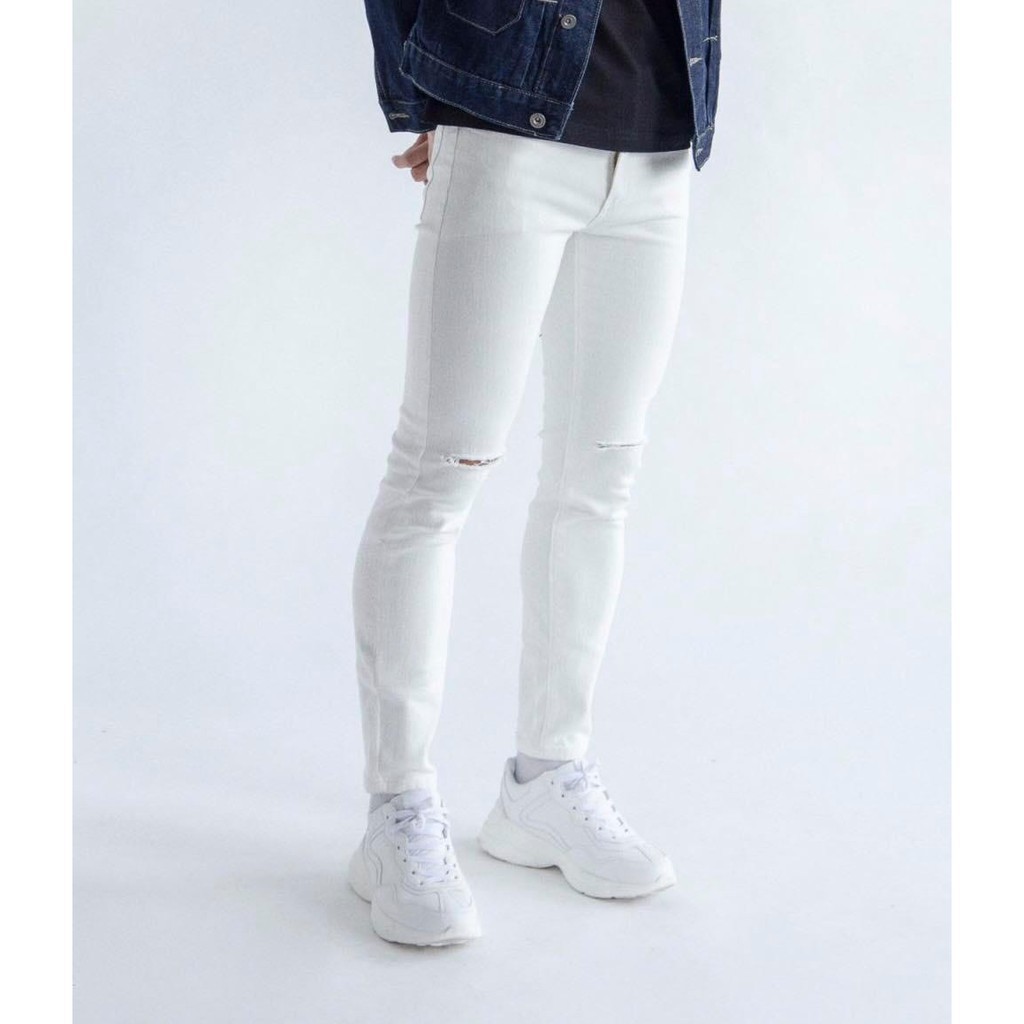 Quần jeans rách gối nam ống slim fit co giãn dày dặn bền đẹp dáng ôm vải (Shop bán tình yêu cuộn vào sản phẩm) -vt1