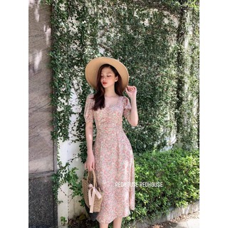 Đầm nữ xẻ tà in hoa nhí siêu xinh