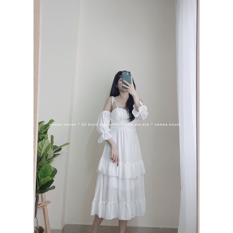 [ẢNH CHÍNH CHỦ]_Đầm Maxi 2s Voan Chiffon Rớt vai bèo xòe tầng Du lịch 4 Màu 1468 | BigBuy360 - bigbuy360.vn