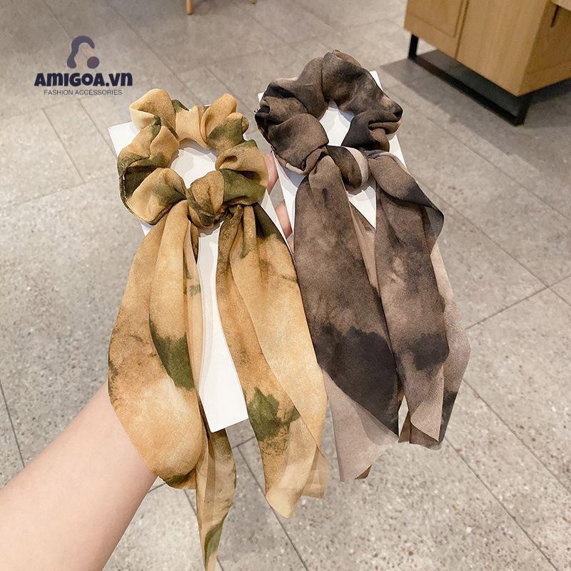 ✨✨Dây Cột Tóc Chiffon Màu Gradient Phối Dây Ruy Băng Dễ Thương