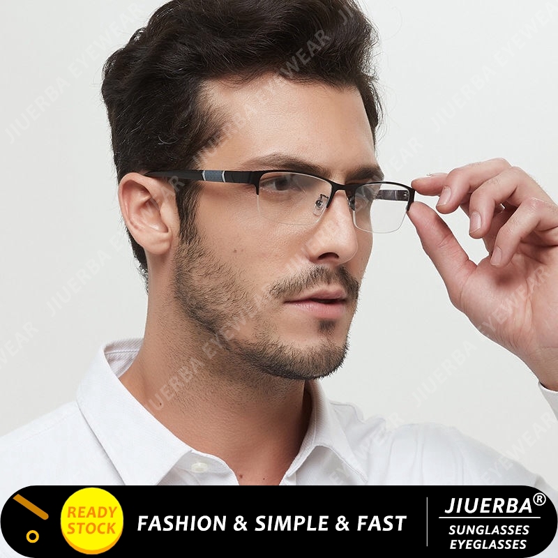 【READY STOCK】COD Classical Men Half Frame Eyeglasses Anti Blue Eyeglasses Women/Men
