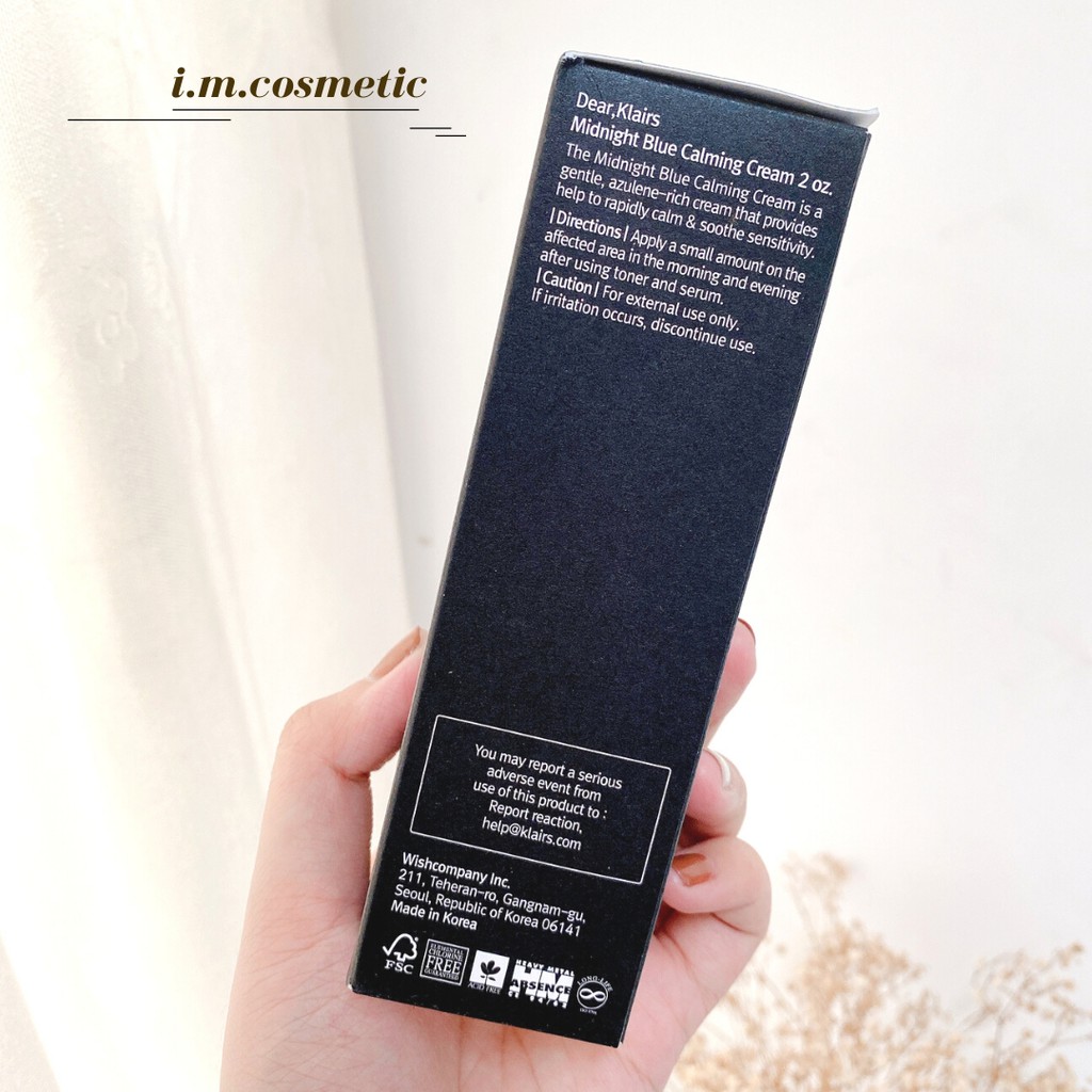 Kem Dưỡng Ẩm Dear Klairs Làm Dịu & Phục Hồi Da Ban Đêm - Midnight Blue Calming Cream 60ml