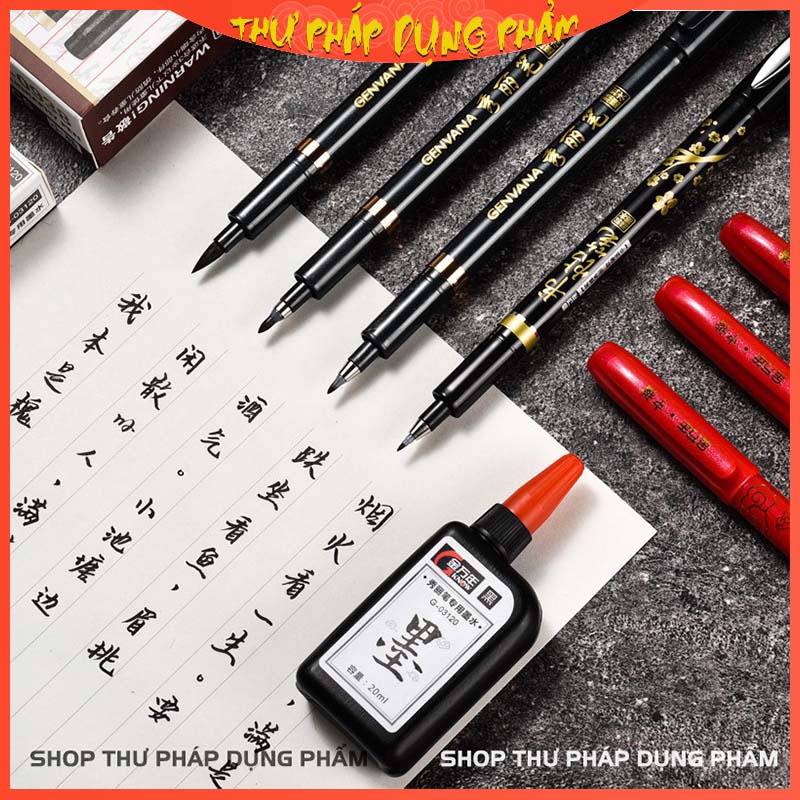 Bút Viết Chữ Hán chữ Trung CHUYÊN DỤNG, Bút luyện viết thư pháp, viết calligraphy Chính Hãng Genvana