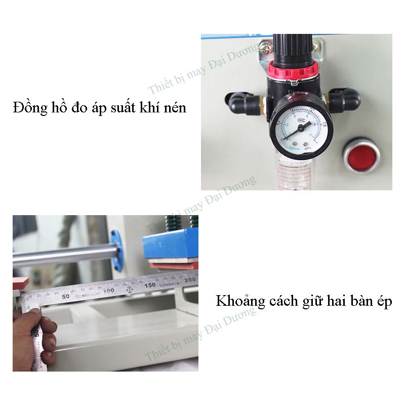 Máy in chuyển nhiệt  In Hình Lên Áo Thun > Máy Ép Nhiệt khí nén 2 mâm trượt