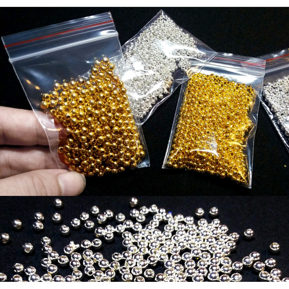 Hạt bẹt, hạt ngọc trai nhựa không lỗ xỏ 4-5- 6mm - 8mm - 10mm - 12mm gói 1kg