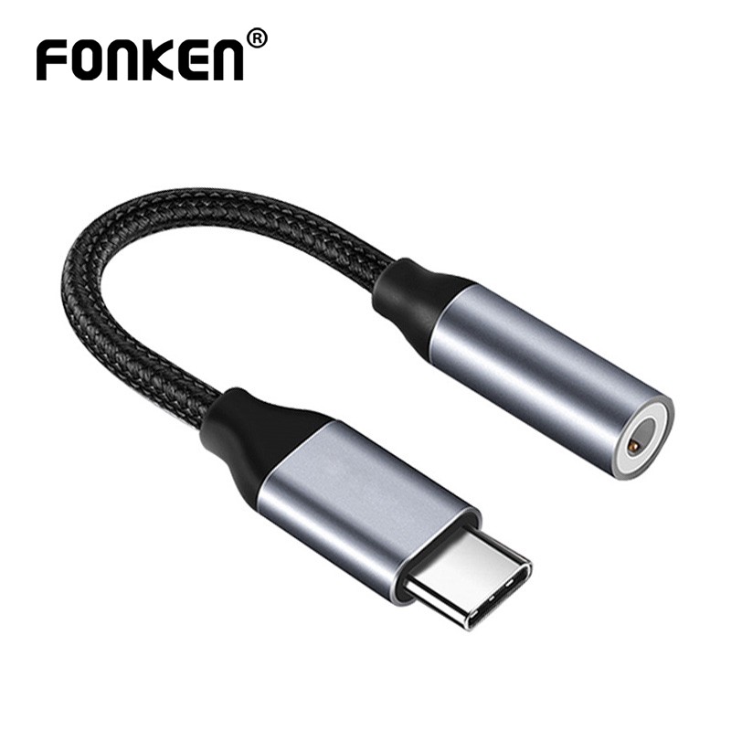 Dây cáp chuyển đổi FONKEN đầu cắm USB Type C sang đầu cắm âm thanh AUX 3.5mm