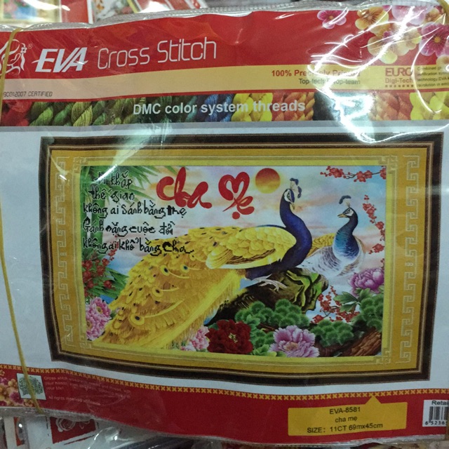Tranh chưa thêu thư pháp cha mẹ EVA8581