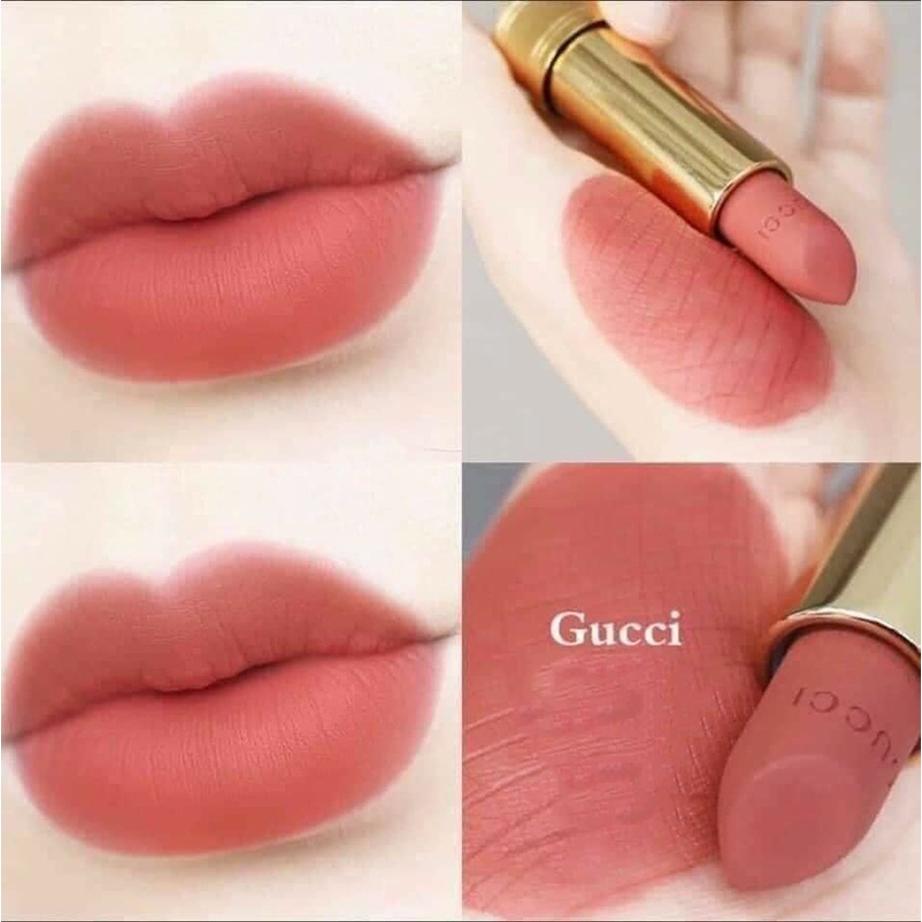 Son Lì Gucci Rouge à Lèvres Mat 208 ,Màu Hồng Cam Đất,Đầy Đủ Túi + Hộp,,Chất Son Lì Hoàn hảo
