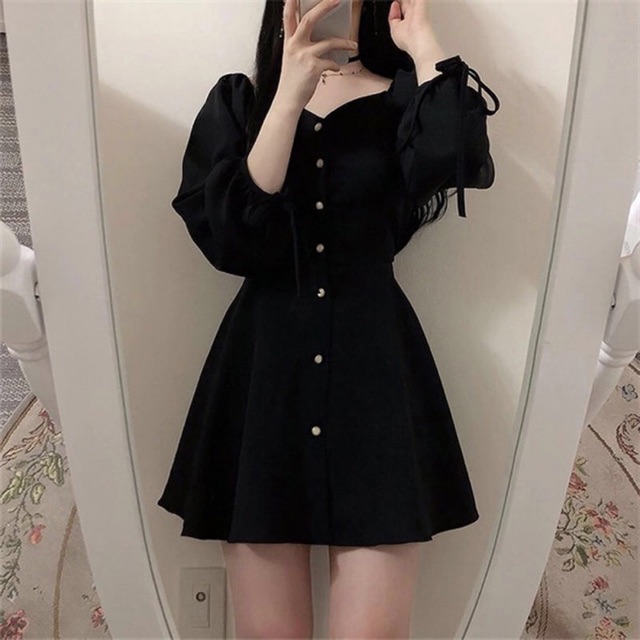 Váy khuy mặc 2 kiểu
