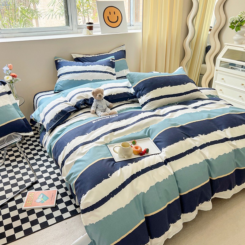 Bộ chăn ga giường cotton poly họa tiết đáng yêu độc đáo Suhali, vỏ chăn mền, drap nệm và 2 vỏ gối