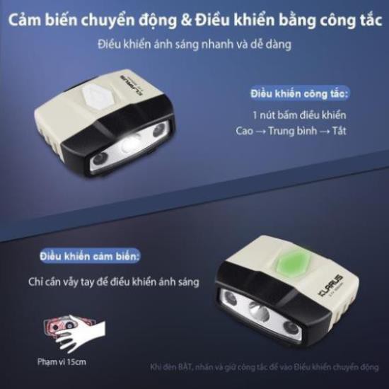 [HÀNG HOT] KLARUS HC5 - Đèn pin và đèn sạc cài mũ cảm biến chuyển động siêu nhẹ sáng 120 lumen chiếu 13.5h sạc USB