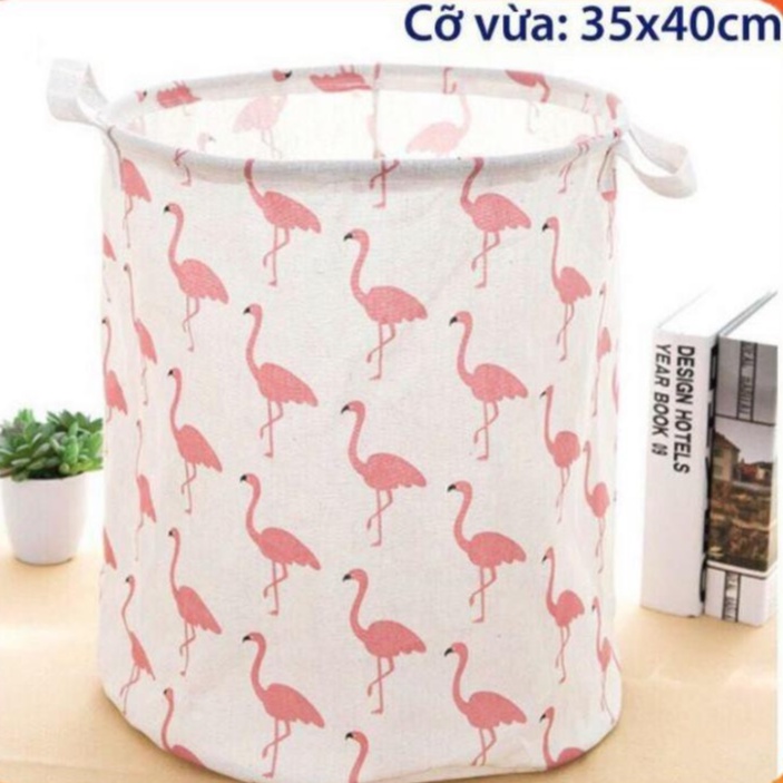 Giỏ Sọt vải canvas đa năng đựng đồ gia đình gấp gọn mẫu hoạ tiết VINTANGE MMS 101254