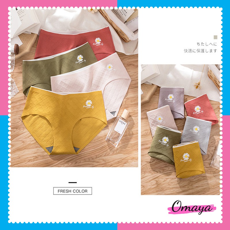 Quần lót nữ cotton không viền cúc họa mi, quần lót kháng khuẩn Nano Bạc OMAYA - QL07 | BigBuy360 - bigbuy360.vn