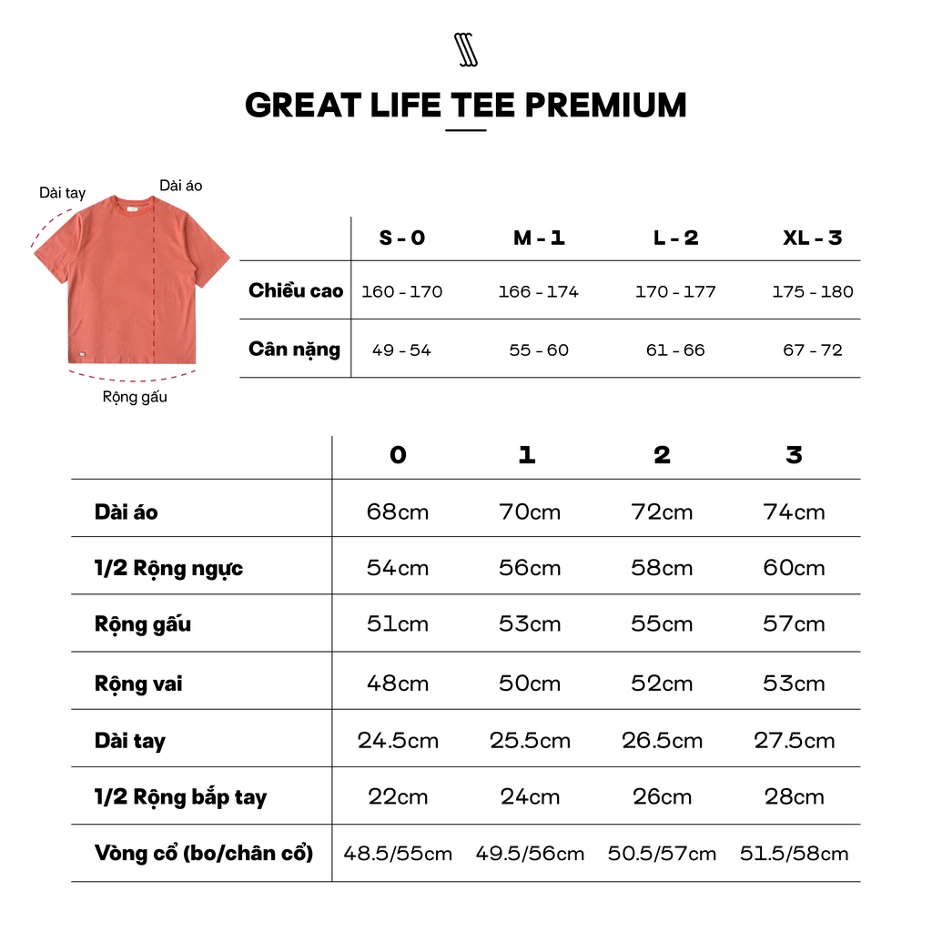 Áo thun Unisex Basic SSSTUTTER cổ tròn tay lỡ Cotton thoáng mát thấm hút mồ hôi Great Life Tee Premium