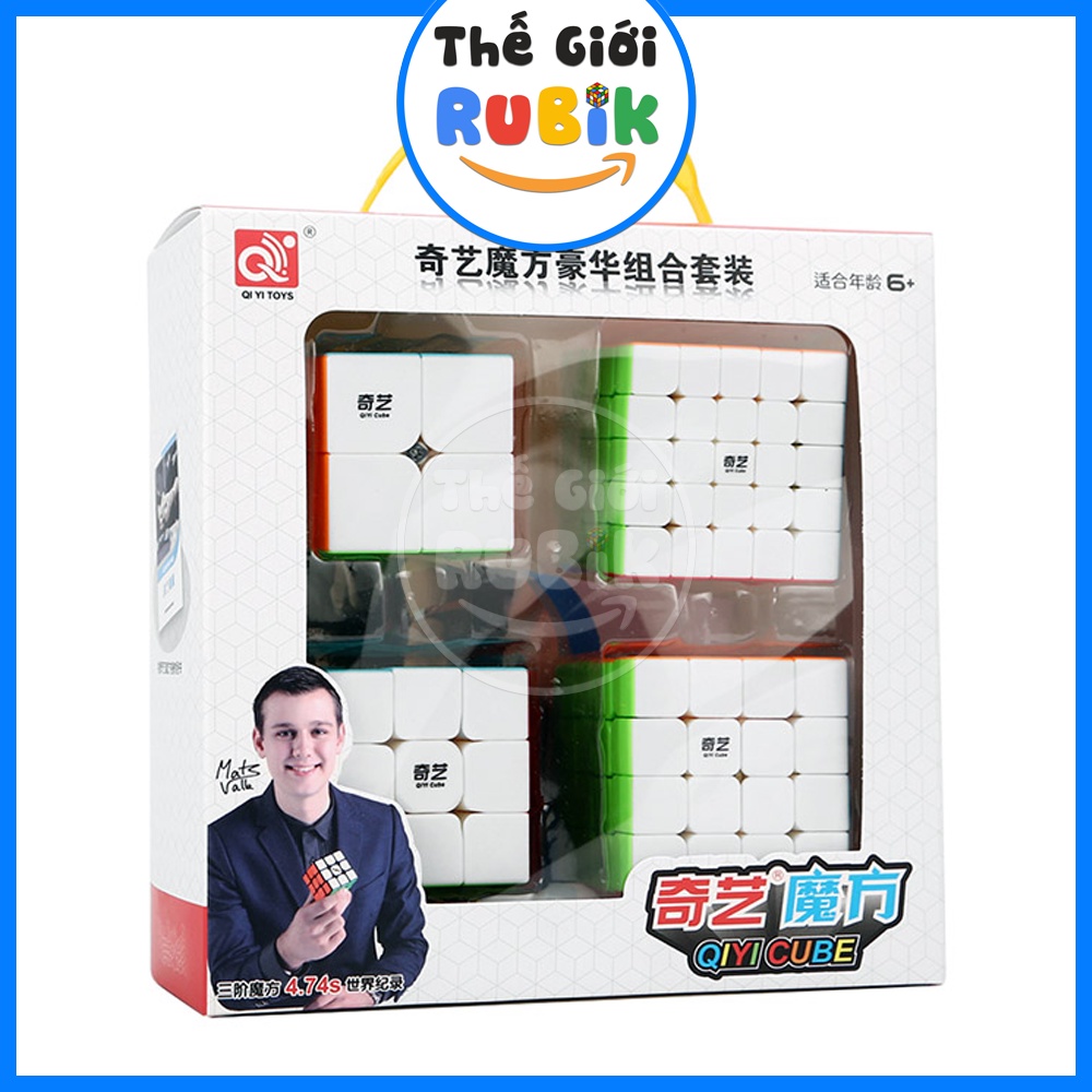 ✅ [Chính Hãng] Set 4 Rubik QiYi 2345 Stickerless Làm Hộp Quà Gift Box Cao Cấp. Combo 4 Rubic 2x2 3x3 4x4 5x5 Giá Rẻ | Th